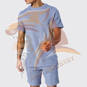 Hot Sale Product New Arrival Men Summer Short Sleeve T Shirts and Shorts Cotton Contrast Color Men <b>Twin</b> <b>Sets</b> for Adults - Product Image 5
