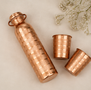 Vase en cuivre pur artisanal, martelé et gravé, multi-designs, portable, pour voyage, design traditionnel - Product Image 4