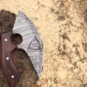 Professional Latest Design Pizza Cutting <b>Axe</b> with Damascus Steel Blade and <b>Wood</b> Handle Light Weight Customizable - Product Image 6
