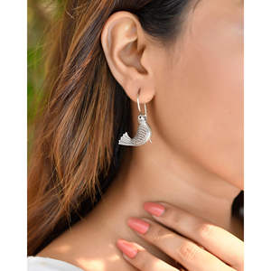 Boucles d'oreilles pendantes en argent fin Meera Jaipur Agiya - Product Image 1
