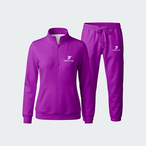 Conjunto Deportivo de Mujer de Alta Calidad, Transpirable y Ligero, con Cierre de Cremallera de un Cuarto, Mangas Largas, Colores Sólidos, Ropa Casual con Bolsillos Laterales - Product Image 1
