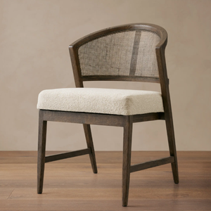 Silla de comedor con respaldo de ratán de madera de teca maciza de estilo contemporáneo con asiento cómodo para uso en la cocina del hogar o apartamento - Product Image 4