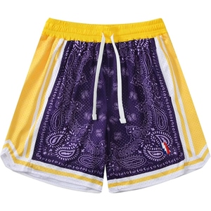 Pantalones cortos de malla ligeros con estampado Paisley Banda para hombre, pantalones cortos deportivos de baloncesto con estampado sublimado, pantalones cortos de gimnasio, mercado estadounidense - Product Image 1