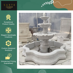 Fuente de Agua en Cascada de Mármol Moderna y Ecológica Personalizable con Soporte de Piso para Entradas Exteriores - Product Image 6