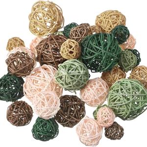 Bola de Navidad de Ratán Hecha a Mano, Adorno de Mimbre Natural para Colgar en el Árbol y Decoración con Luces de Cadena al por Mayor - Product Image 1