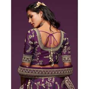 Agréable fil violet broderie Art soie mariage Lehenga Choli - Product Image 4