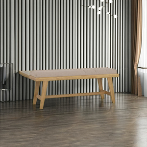 Banc contemporain moderne rembourré en bois massif de 120 cm avec 2 places pour salles à manger - Product Image 1