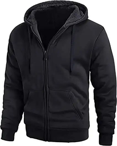 Sudadera con Capucha y Cierre para Hombre, Color Verde Oliva Sólido, Felpa, Estilo Casual, Corte Regular, Otoño, 100% Algodón, Transpirable - Product Image 3