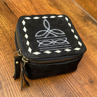 Sacs de toilette de voyage en cuir suédé à mailles ouvertes et petit coffret à bijoux portable en cuir suédé à mailles ouvertes pour femmes