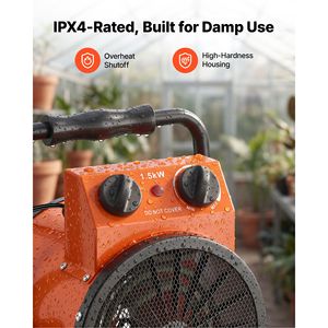 Riscaldatore per Serra da Esterno 1500W, Stufa Elettrica con Ventilatore, Protezione IPX4, 25 Angoli Regolabili - Product Image 5