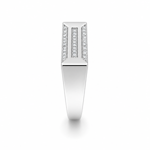 925 Sterling <b>Silver</b> <b>Mens</b> Triple Row Diamond Bar <b>Ring</b> High Polish Modern Geometric Band Wedding Party Daily Wear Fine Jewelry Gif - Product Image 3