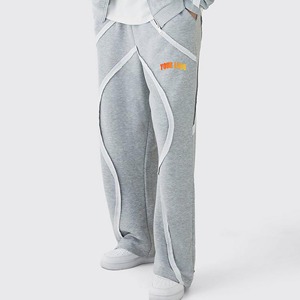 Pantalon de survêtement gris pour homme, coupe large, taille élastique, en coton, décontracté, pour l'automne, avec logo imprimé sur la jambe droite - Product Image 3