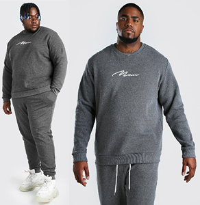 ชุดวอร์มคอกลมสำหรับผู้ชาย,ชุดวอร์มสำหรับนักวิ่งเสื้อวอร์มแบบสวมศีรษะคอกลมแขนยาว2ชิ้นไซส์ใหญ่พิเศษมีหลายสี - Product Image 6