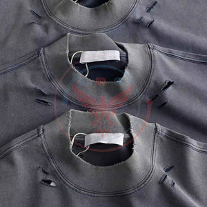 Nouvelle Arrivée - T-shirts Décontractés Homme Effet Vieilli en Gros - Couleur Unie, Tissu Polaire Respirant 180 Grammes - Product Image 4