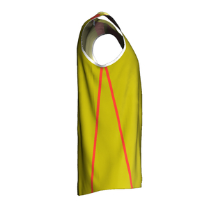 Maillot de basketball personnalisé par sublimation, col en V, sans manches, anti-humidité, unisexe, pour adulte, uniforme d'équipe, color-block, en polyester - Product Image 3