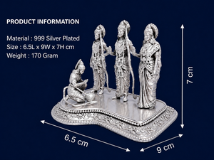 Jaipur Metals - Ídolo Ram Darbar Chapado en Plata 999 |   Estatua de Dios Hindú Hecha a Mano en Latón 100% |   Regalo de decoración para el hogar Pooja - Product Image 3