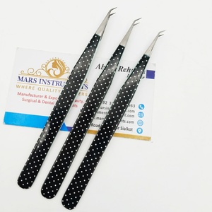 Pince à épiler professionnelle en acier inoxydable à 45 degrés pour extensions de cils, pointe en fibre, qualité supérieure - Product Image 1