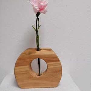 Jarrón de flores de madera personalizable para decoración de mesa auxiliar de dormitorio con textura de grano natural y acabado artesanal de primera calidad. - Product Image 1