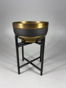 Modern Design Gold Brass Planter With Black Metal <b>Stand</b> Indoor Flower Pot Minimalist Design for Green <b>Plants</b> - Product Image 2