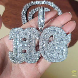 Custom <b>Name</b> Moissanite Diamond " HG " Pendant <b>Chain</b> Hip Hop Jewelry Iced Out Necklace Wholesale - Product Image 2