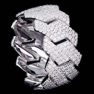 Factory Wholesale Custom 925 Sterling Silver Mossanite Jewelry Cuban Moissanite Diamond Iced Out Hip Hop <b>Ring</b> <b>Men</b> - Product Image 1