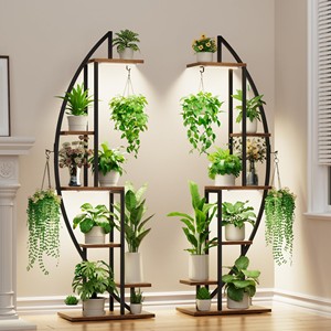 Antique Walnut Wooden <b>Rectangle</b> Plant Stand with Magazine Rack | Handcrafted Hardwood <b>Planter</b> Display - Product Image 2