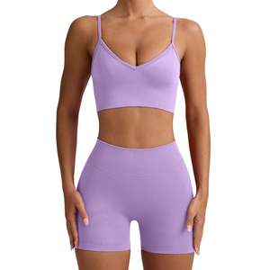 Ensemble de yoga taille haute pour femme : Soutien-gorge de sport sans couture et short rehausseur de fessiers, séchage rapide, pour fitness, gym et entraînement, ensemble 2 pièces - Product Image 1