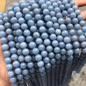 Natural Blue Angelite Smooth Gemstone Beads Loose Strand Jewelry Making Wholesale Supplier ZUBEDA GEMS JEWELLRY IGI Certified - Product Image 4