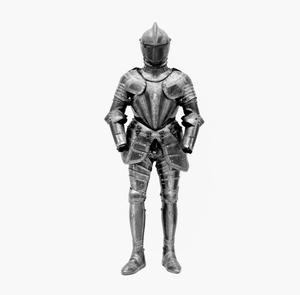 Armure complète de chevalier décorative en métal, design tendance, avec casque et plaques d'armure pour accent d'intérieur - Product Image 1