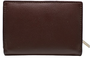 Genuine Leather Tri-Fold <b>Wallet</b> Unisex Minimalist Design Fold Closure Brown Daily Use Short Length - Product Image 5