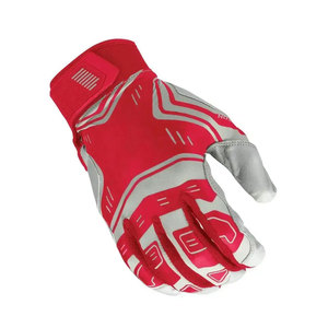 Full Finger Baseball Gloves Leather <b>Red</b> White Hook And Loop Closure Non Slip All Seasons Adult Right Handed Baseball Gloves - Product Image 2