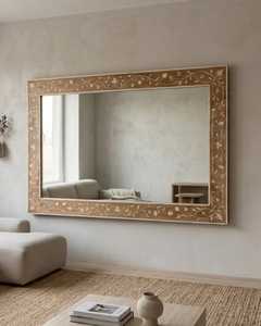 Decorative Bone Inlay <b>Framed</b> Glass Wall Mirrors Luxury Modern Design Wedding Living Room Bathroom Decor Customizable Color Size - Product Image 3