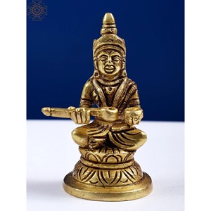 Statue en laiton d'annapurna de 3 pouces faite à la main Sculpture de petite taille fabriquée en Inde - Product Image 1