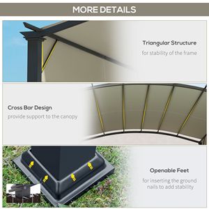 Pergola Retrattile 11x11 Beige con Tenda Parasole, Protezione UV e Telaio in Acciaio Impermeabile per Giardino e Patio - Product Image 6