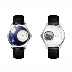 Reloj de Pulsera Clásico para Hombre, Diseño de Luna Azul y Tierra, Esfera Esmaltada 3D, Correa de Cuero, Reloj Mecánico Automático de Lujo NH50 - Product Image 4
