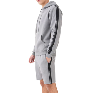 Ensemble sweat à capuche zippé et short de jogging décontracté pour homme, 100 % coton French Terry 220g, imprimé sérigraphié, séchage rapide, longueur genou - Product Image 1