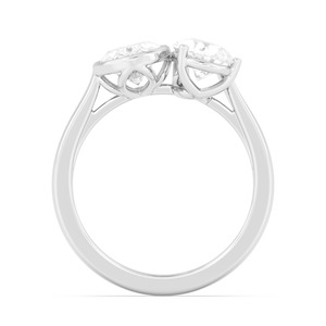 Bague de fiançailles exquise en or rose 10 carats avec diamants de laboratoire de 2,53 carats au total, formes poire et ovale - Product Image 4