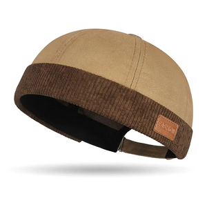 Gorros unisex sin visera, gorra Docker de pana con empalmes, gorro tipo Landlord, gorro sin ala ajustable, gorra casual estilo Hip Hop, gorra tipo Melon. - Product Image 3