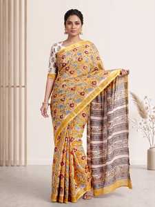 Proveedor Mayorista de Saris de Algodón con Estampado a Bloque de Jaipur, Sari Étnico Tradicional, Prendas Indias Artesanales Hechas a Mano para Mujer, Exportación - Product Image 3