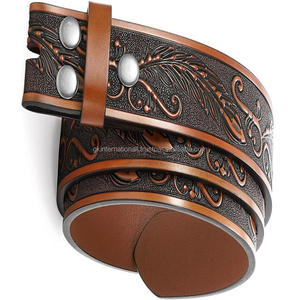 Classic Style <b>Western</b> Leather Tooling <b>Belt</b> Strap for Unisex Vintage Hand Carving Tooled Leather <b>Belt</b> for Cowboy with Snap Button - Product Image 6