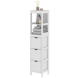 Mobiletto da Bagno Bianco Sottile Salvaspazio con 3 Cassetti e 2 Ripiani Aperti, Armadietto Stretto da Terra - Product Image 1