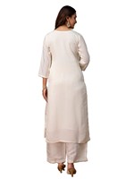 Châle en soie blanc uni traditionnel brodé de fleurs avec dupatta en mousseline – Style décontracté pour femme, printemps-été, séchage rapide