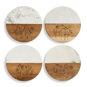 Wood Marble Coaster Set Luxury Drink Coasters Beverage Mat Cup Pad <b>Table</b> <b>Protector</b> For Home Kitchen Cafe Restaurant Bar Decor - Product Image 4