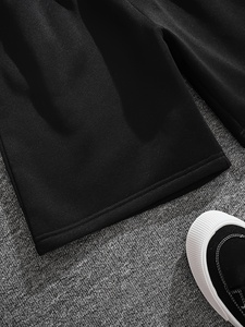 Shorts Bermuda Homme Noir Uni Taille Élastique Cordon de Serrage Décontracté Tricoté en Polyester Respirant Taille Mi-Haute - Product Image 5