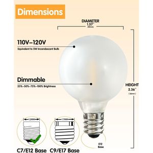 Confezione da 25 lampadine LED G40 di ricambio con attacco a vite E12, lampadine a globo satinato infrangibili per luci a stringa per interni ed esterni - Product Image 3