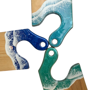 Coastal Style Wooden Cutting Board With Resin Wave Design Handmade For Kitchen Use - Product Image 5