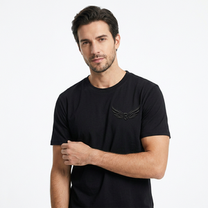 T-shirt décontracté à manches courtes en tricot à carreaux noirs pour homme, col rond, coupe classique, coton/fibre de bambou, respirant et écologique - Product Image 5