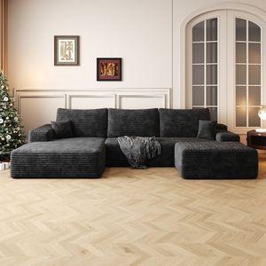 Divano Sezionale Moderno Minimalista da 272 cm con 1 Ottomana, Divano a U Imbottito con Seduta Profonda per Soggiorno, Collezione Cloud - Product Image 1