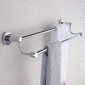 Stainless Steel Rectangular Folding Towel Rack 180° Rotatable Wall Mounted Bathroom Towel Holder Durable <b>Chrome</b> Color - Product Image 2