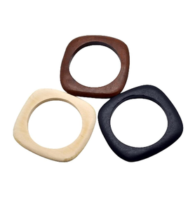 Bracelet manchette rond en bois naturel coloré, fait main, ethnique, vintage, simple, pour le bricolage - Product Image 5